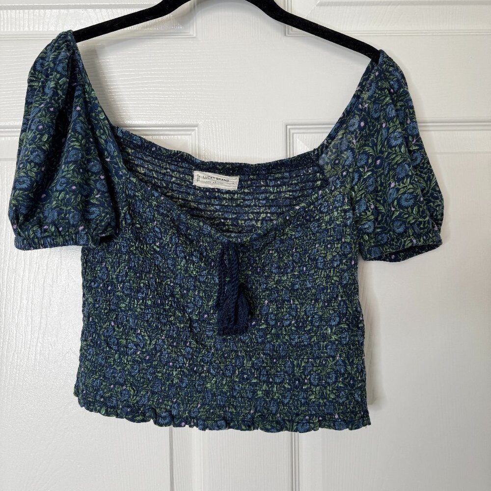 Lucky Brand Floral Smocked Crop Top